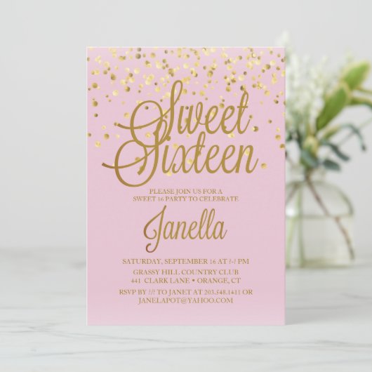 Sweet 16 Uitnodigingen (Staand voorkant)