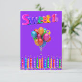 "SWEET 16"-uitnodigingen op zaterdag. (Staand voorkant)