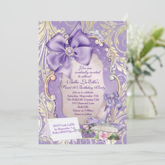 Sweet 16 Uitnodigingen van de Quinceanera Party (Staand voorkant)