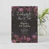 Sweet 16 van de Berry Rozen Dark Floral Sweet Kaart (Staand voorkant)