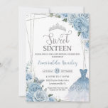 Sweet 16 Verjaardag Baby Blauw Bloemen Rozen Jurk Kaart<br><div class="desc">Personaliseer deze mooie Sweet 16 Verjaardagsuitnodiging met eigen bewoordingen eenvoudig en snel,  druk simpelweg op de knop aanpassen om de stijl en plaatsing van de tekst verder te herschikken en op te maken. Overeenkomende objecten beschikbaar in de winkel! c) The Happy Cat Studio</div>