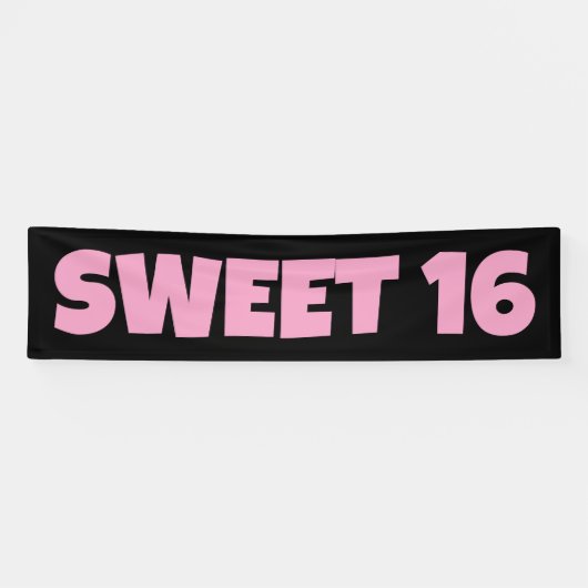 SWEET 16 VERJAARDAG BANNER ROZE (Horizontaal)