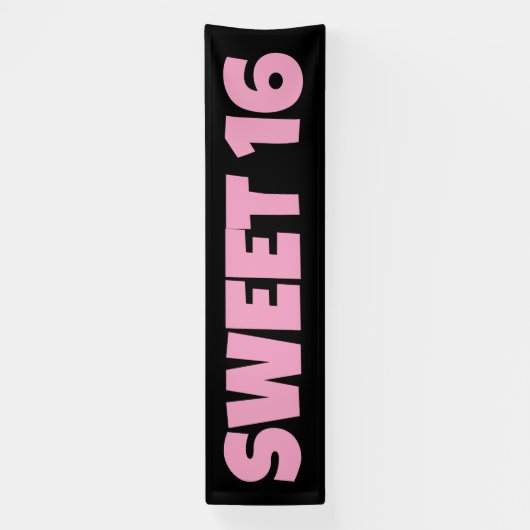 SWEET 16 VERJAARDAG BANNER ROZE (Verticaal)