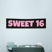 SWEET 16 VERJAARDAG BANNER ROZE (Beurs)