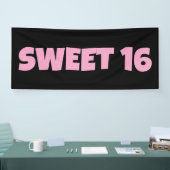 SWEET 16 VERJAARDAG BANNER ROZE (Beurs)