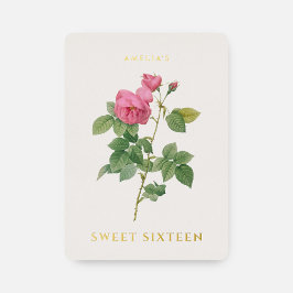 Sweet 16 Verjaardag Bloemen Goud Folie Uitnodiging