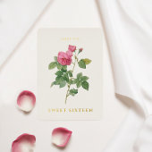 Sweet 16 Verjaardag  Bloemen Goud Folie Uitnodiging