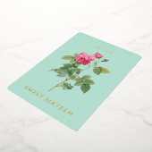 Sweet 16 Verjaardag Bloemen Mint Groen en Goud Folie Uitnodiging (Gedraaid)