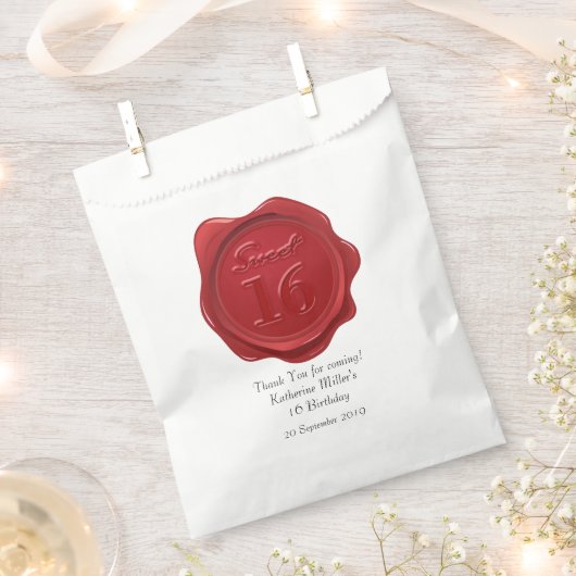 Sweet 16 verjaardag Dank je Rode Wax-zegel Bedankzakje (Geknipt)