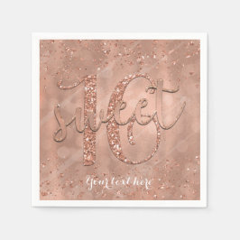 Sweet 16 Verjaardag Faux Roos Gold Glitter Party Servet