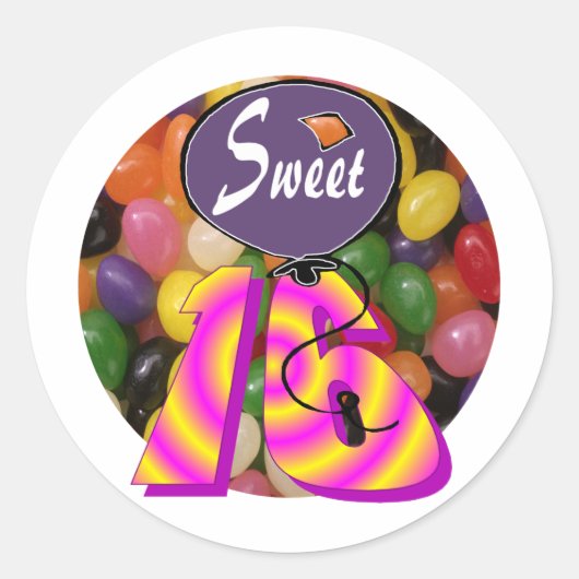 Sweet 16 Verjaardag Gear Ronde Sticker (Voorkant)