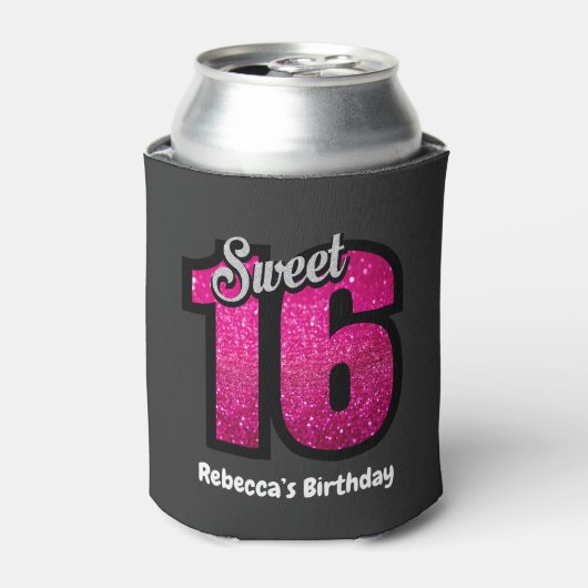 Sweet 16 Verjaardag gepersonaliseerd Blikjeskoeler (Blikje Voorkant)