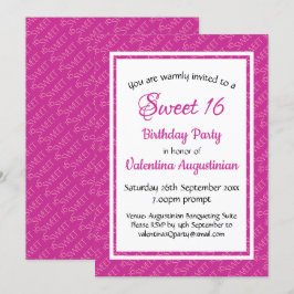 SWEET 16 Verjaardag Gepersonaliseerd Roze Kaart