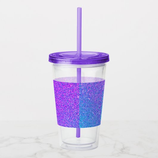 Sweet 16 Verjaardag Glitter Paarse Blauwgroen gepe Acryl Drinkbeker (Rechts)