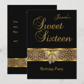 Sweet 16 Verjaardag Goud Zwart Luipaard boog Kaart (Voorkant / Achterkant)