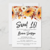 Sweet 16 Verjaardag Herfst Bloemen Kaart (Voorkant)