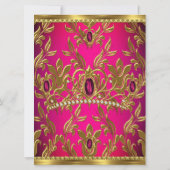 Sweet 16 Verjaardag Hot Pink Jewel Tiara Gold Kaart (Achterkant)