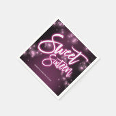 Sweet 16 Verjaardag Hot Pink Neon Glow Effect Part Servet (Hoek)