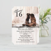 Sweet 16 Verjaardag Inviteboots country rustiek we Kaart (Staand voorkant)
