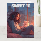 SWEET 16 VERJAARDAG KAT WENSKAART KAART (Voorkant)