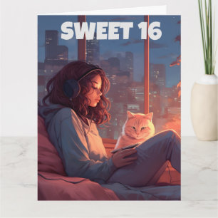 SWEET 16 VERJAARDAG KAT WENSKAART KAART