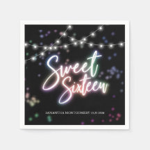 Sweet 16 Verjaardag Kleurrijke Neon Gloed Donker F
