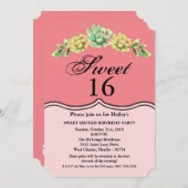 Sweet 16 Verjaardag Nodig Bohemian Cactus Succulen Kaart (Voorkant / Achterkant)