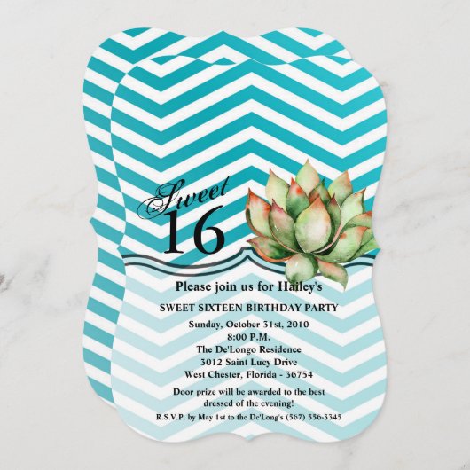 Sweet 16 Verjaardag Nodig Boho Cacti Cactus Succul Kaart (Voorkant / Achterkant)