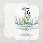 Sweet 16 Verjaardag Nodig Boho Llama Bohemian Cact Kaart (Voorkant / Achterkant)