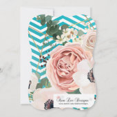 Sweet 16 Verjaardag Nodig Geometrisch Roos Chevron Kaart (Achterkant)