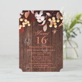 Sweet 16 Verjaardag Nodig Katoenen Tak op Dark Woo Kaart (Staand voorkant)
