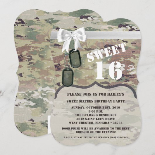Sweet 16 Verjaardag Nodig Leger OCP Camo Uniform C Kaart (Voorkant / Achterkant)