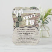 Sweet 16 Verjaardag Nodig Leger OCP Camo Uniform C Kaart (Staand voorkant)