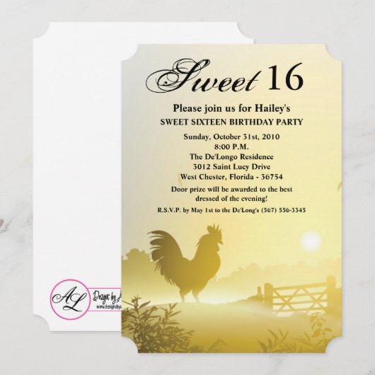 Sweet 16 Verjaardag Nodig Sunny Morning Boerderij  Kaart (Voorkant / Achterkant)
