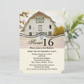 Sweet 16 Verjaardag Nodig Sunset Barn Country Rust Kaart (Staand voorkant)