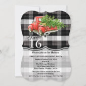 Sweet 16 Verjaardag Nodig XMAS Truck Baffalo Plaid Kaart (Voorkant)