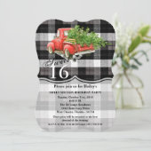 Sweet 16 Verjaardag Nodig XMAS Truck Baffalo Plaid Kaart (Staand voorkant)