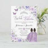 Sweet 16 Verjaardag Paarse Bloemen Bruin Prinsesse Kaart (Staand voorkant)