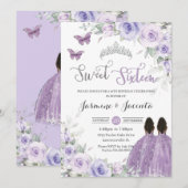 Sweet 16 Verjaardag Paarse Bloemen Bruin Prinsesse Kaart (Voorkant / Achterkant)