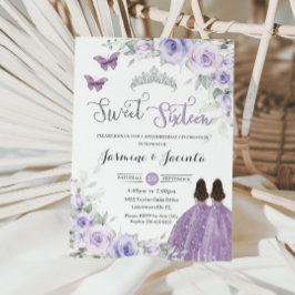 Sweet 16 Verjaardag Paarse Lila Bloemen Prinsessen Kaart