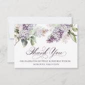 Sweet 16 Verjaardag Paarse Lila lentebloem Bedankkaart (Voorkant)