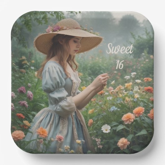  Sweet 16 Verjaardag Papieren Bordje (Voorkant)