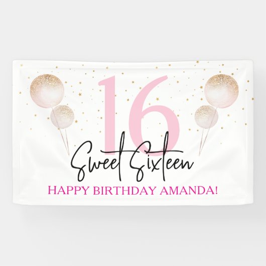 Sweet 16 Verjaardag Party Banner (Horizontaal)