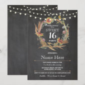 Sweet 16 Verjaardag Party Krijt Krans Bloemen Uitn Kaart (Voorkant / Achterkant)