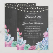 Sweet 16 Verjaardag Pastels Succulenten Rustiek Ui Kaart (Voorkant / Achterkant)