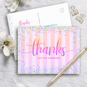 Sweet 16 verjaardag regenboog ombre glitter dank j briefkaart