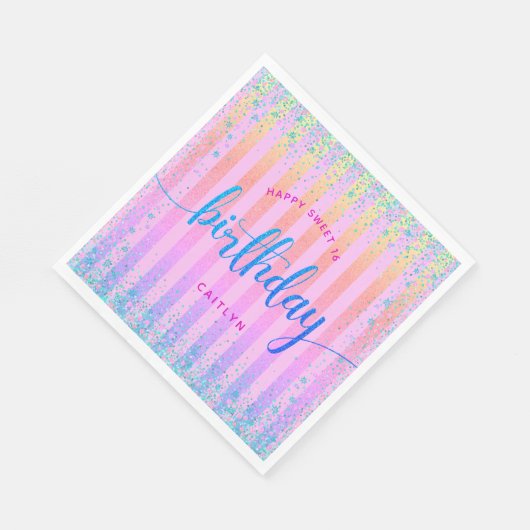 Sweet 16 verjaardag regenboog ombre glitter glam p servet (Hoek)