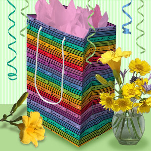 Sweet 16 Verjaardag Regenboog Stripes Medium Cadeauzakje