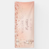 Sweet 16 verjaardag roos gouden roze ballerina wel spandoek (Verticaal)