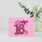 Sweet 16 Verjaardag Roze Briefkaart (Staand voorkant)